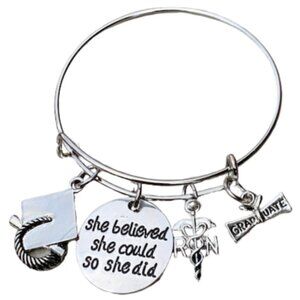 Nurse Graduation Charm Bracelet, Nursing Jewelry, Nursing Graduation Gift - RN